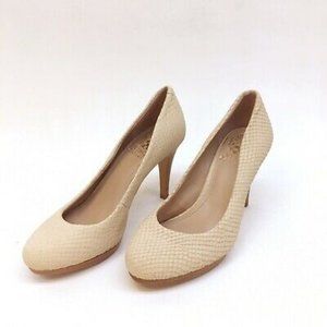 Vince Camuto Snakeskin Textured Round Toe Pumps Shoe